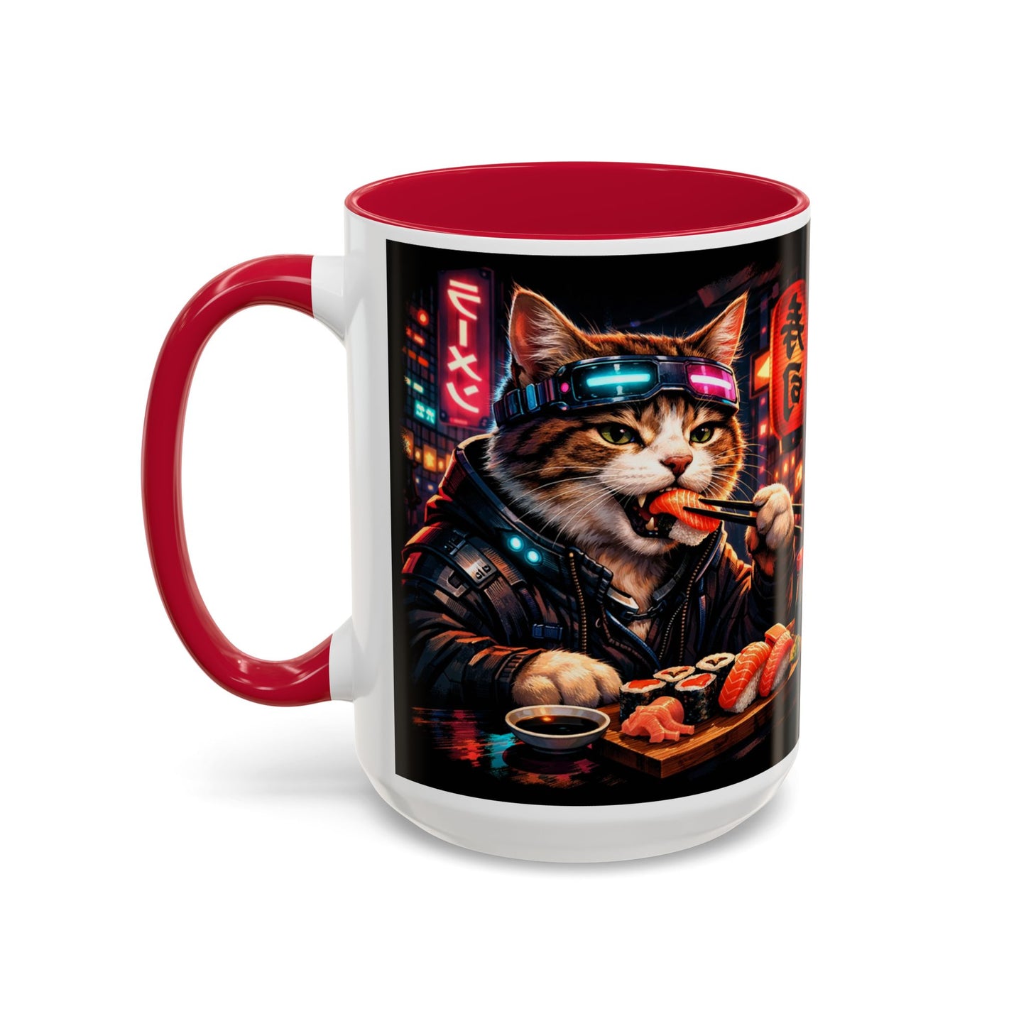 Cyberpunk Sushi Cat Mug | 11oz 15oz Ceramic Coffee Cup