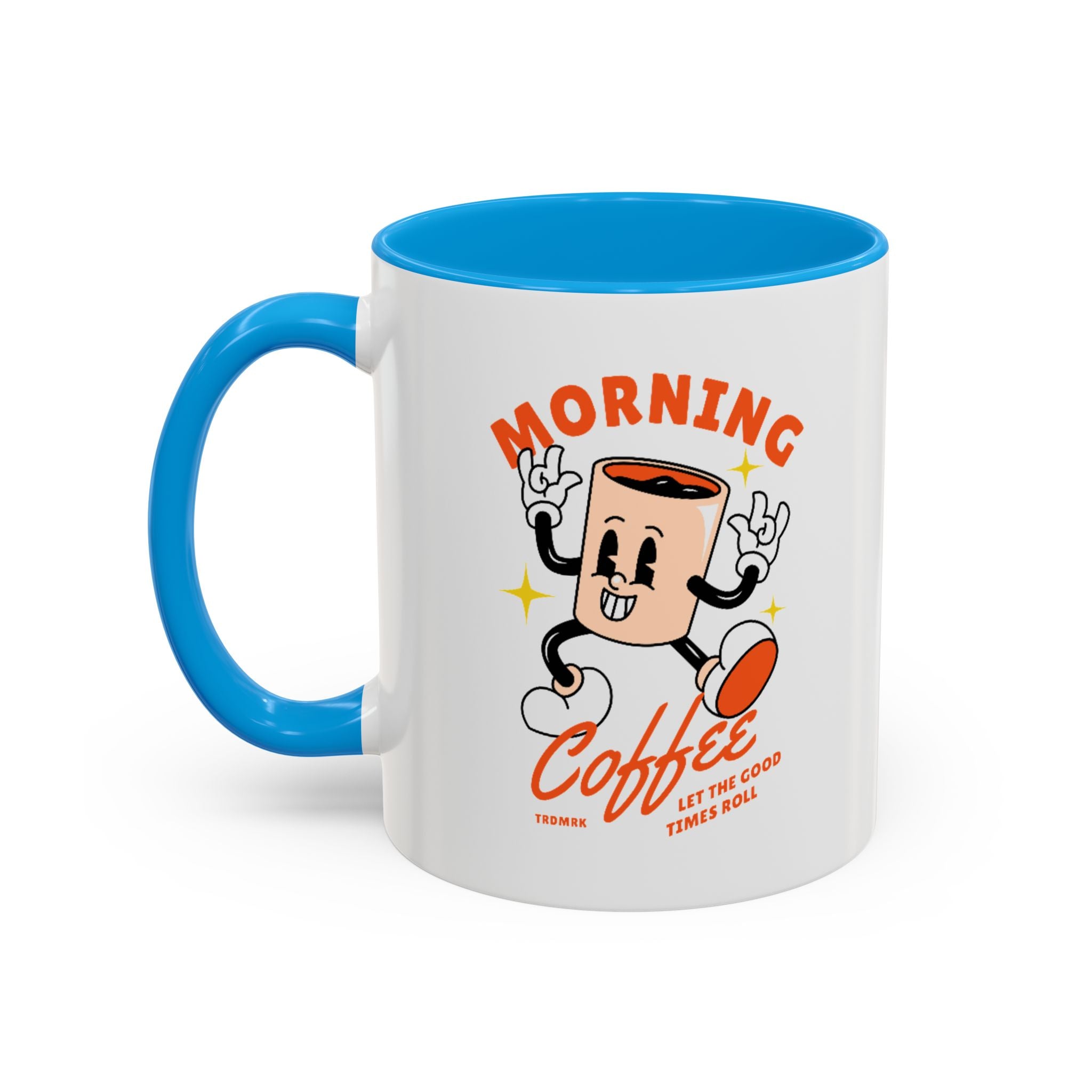 Morning Coffee Mug | Retro Cartoon Coffee Cup, Colorful Ceramic