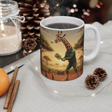 Giraffe Playing Pickleball Mug | Animal Sports Novelty Coffee Cup
