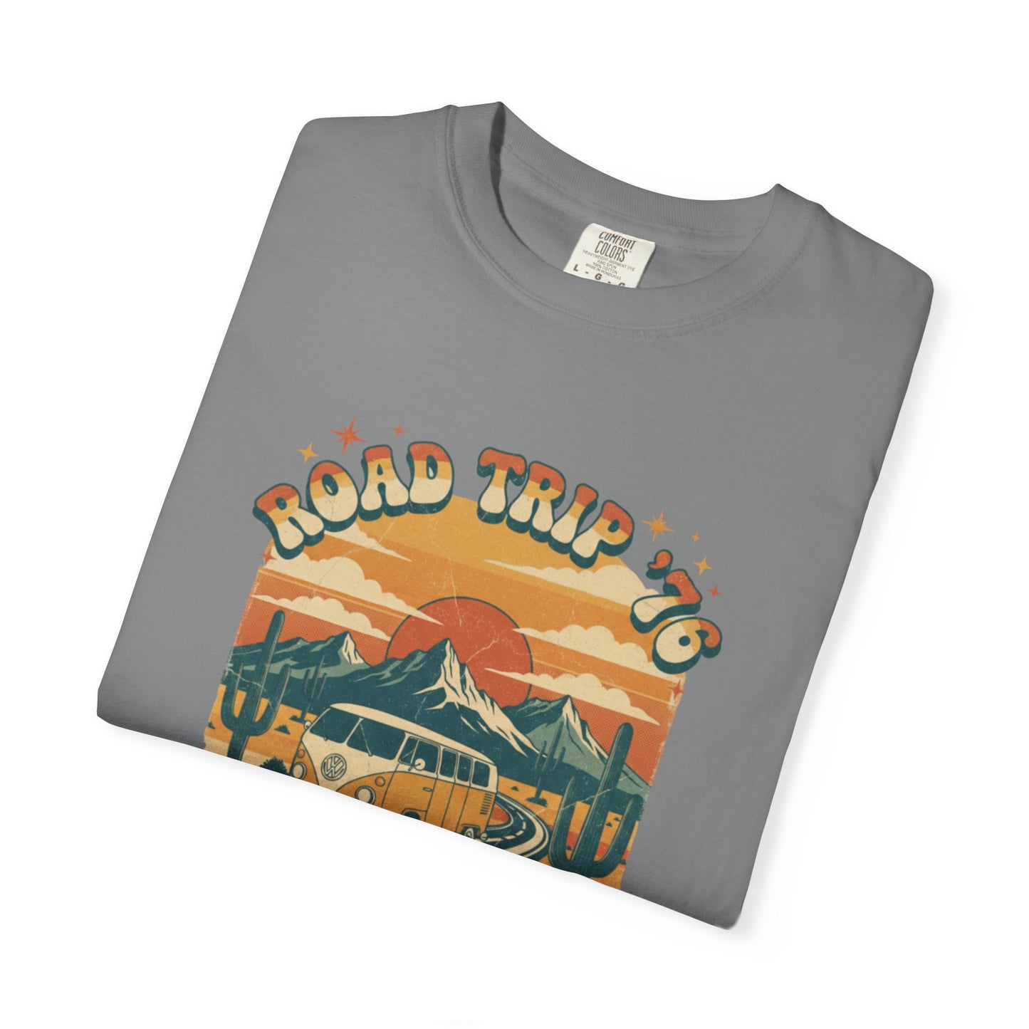 Road Trip '76 T-shirt | Vintage Camper Van Sunset Graphic