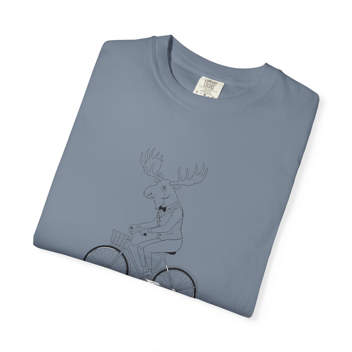 Funny Moose Riding Bike T-shirt | Novelty Animal Cycling Tee