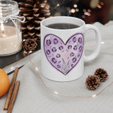 Purple Leopard Heart mug | Floral Doodle coffee cup