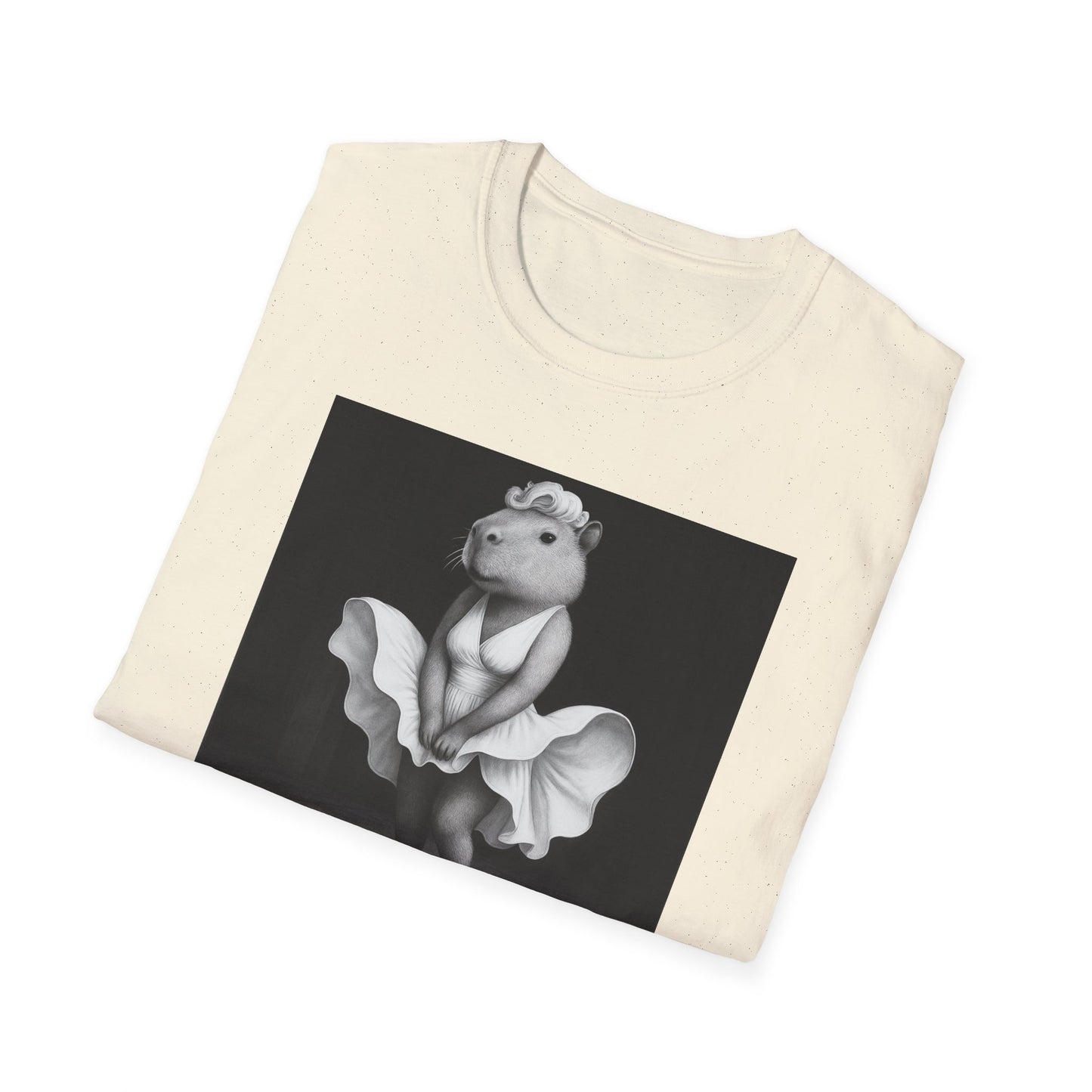 Capybara Blonde. Dress Pose T-Shirt | Retro Black & White Illustration