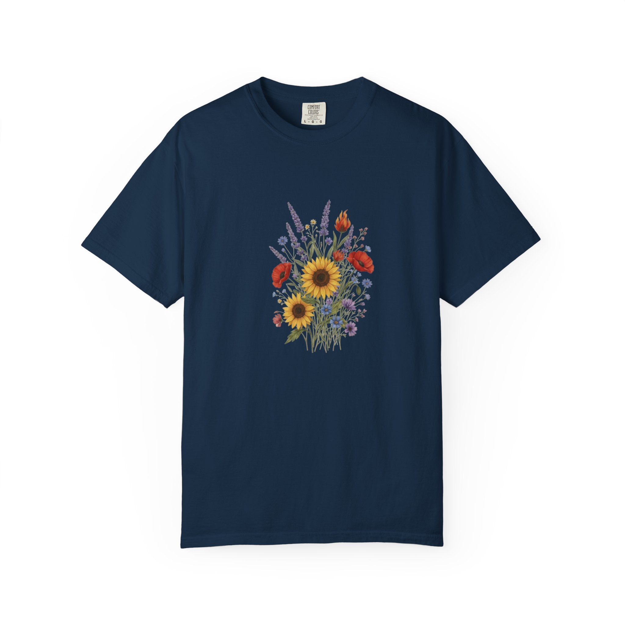 Sunflower and Wildflower Bouquet T-Shirt | Floral Botanical Garden Tee