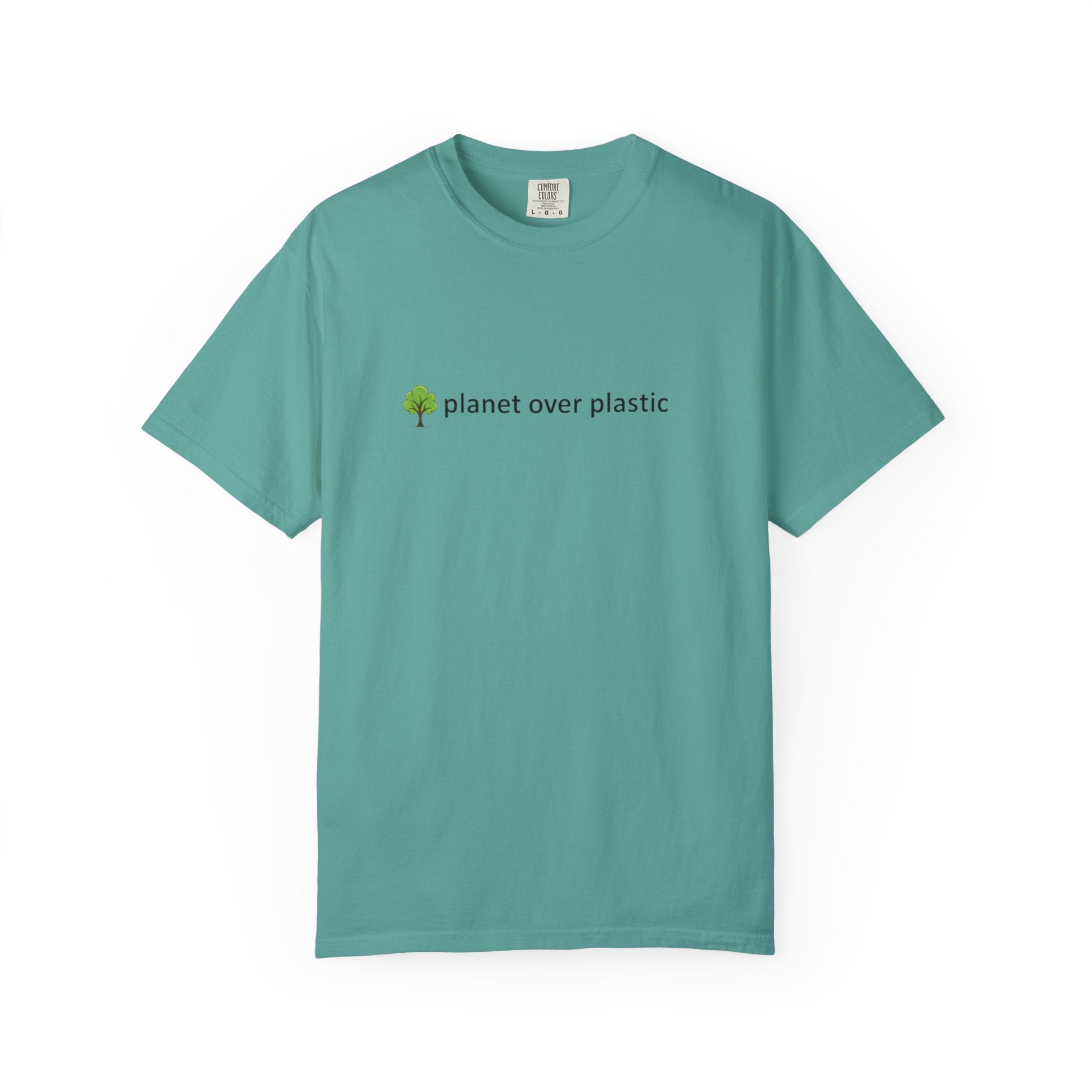 planet over plastic T-shirt | environmental tree slogan tee