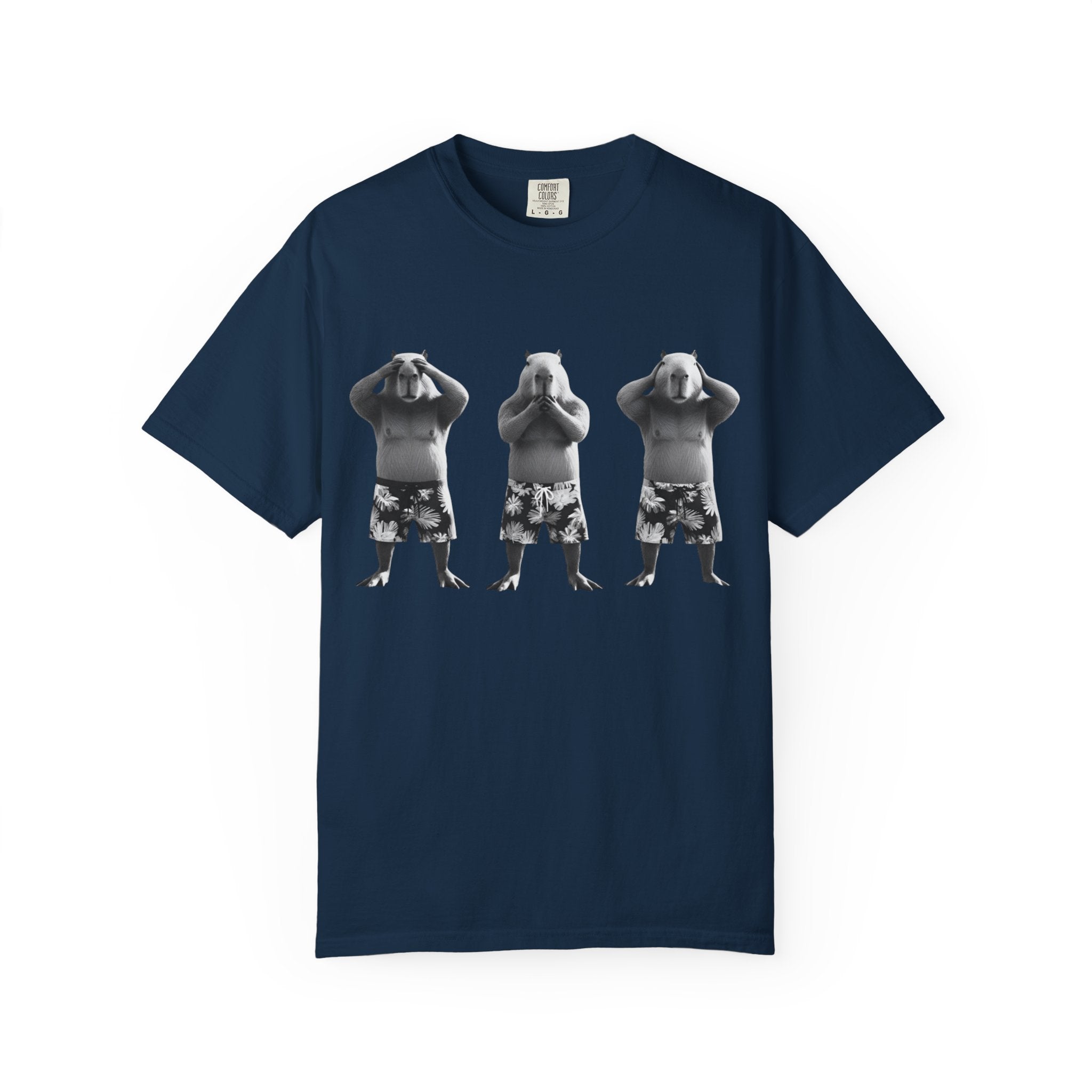 Capybara See No Evil Speak No Evil Hear No Evil T-shirt | Three Monkeys Graphic