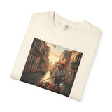 Capybara Venice Gondola Sunset T-shirt | Scenic Canal Travel Art