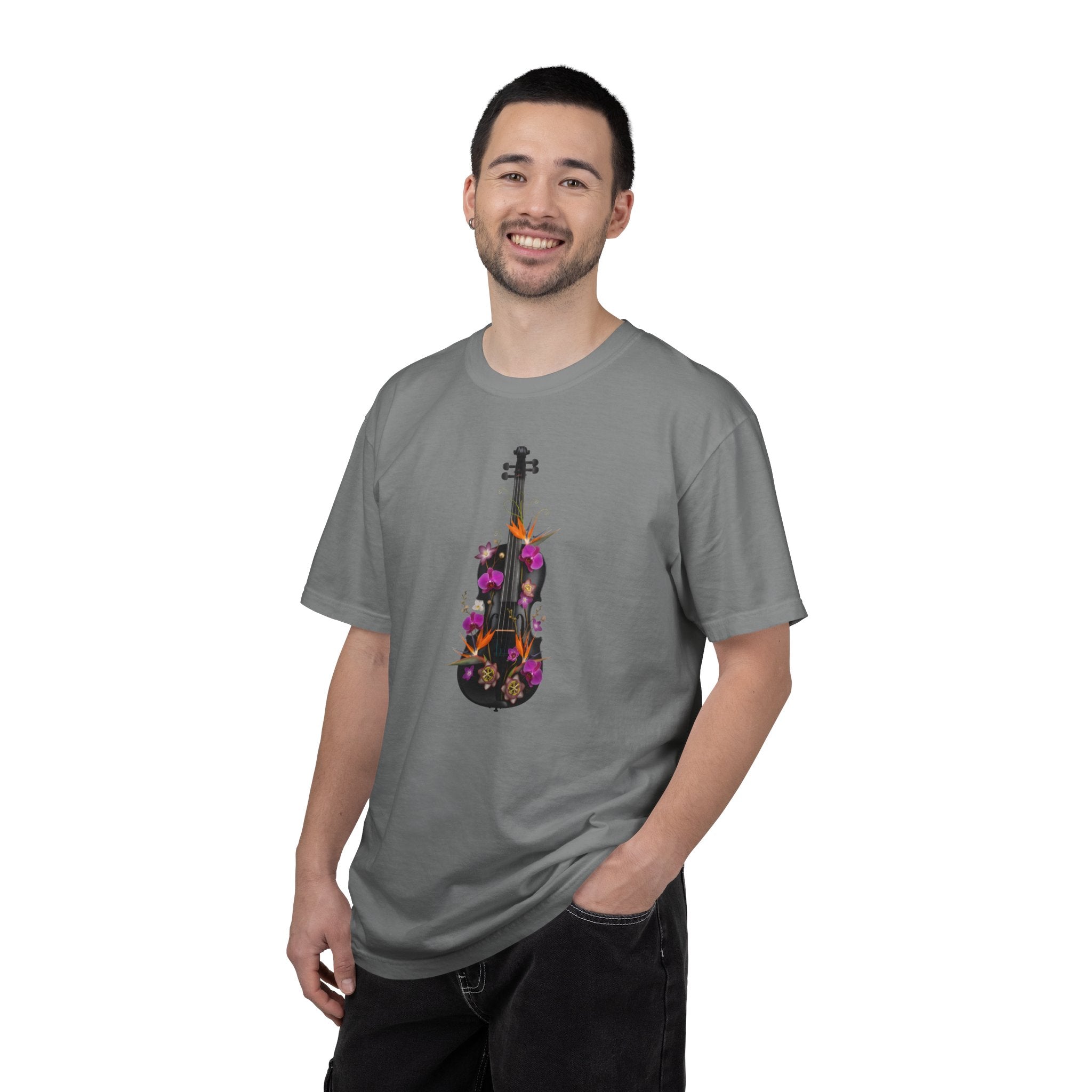 Floral Violin T-shirt | Botanical Music Instrument Tee