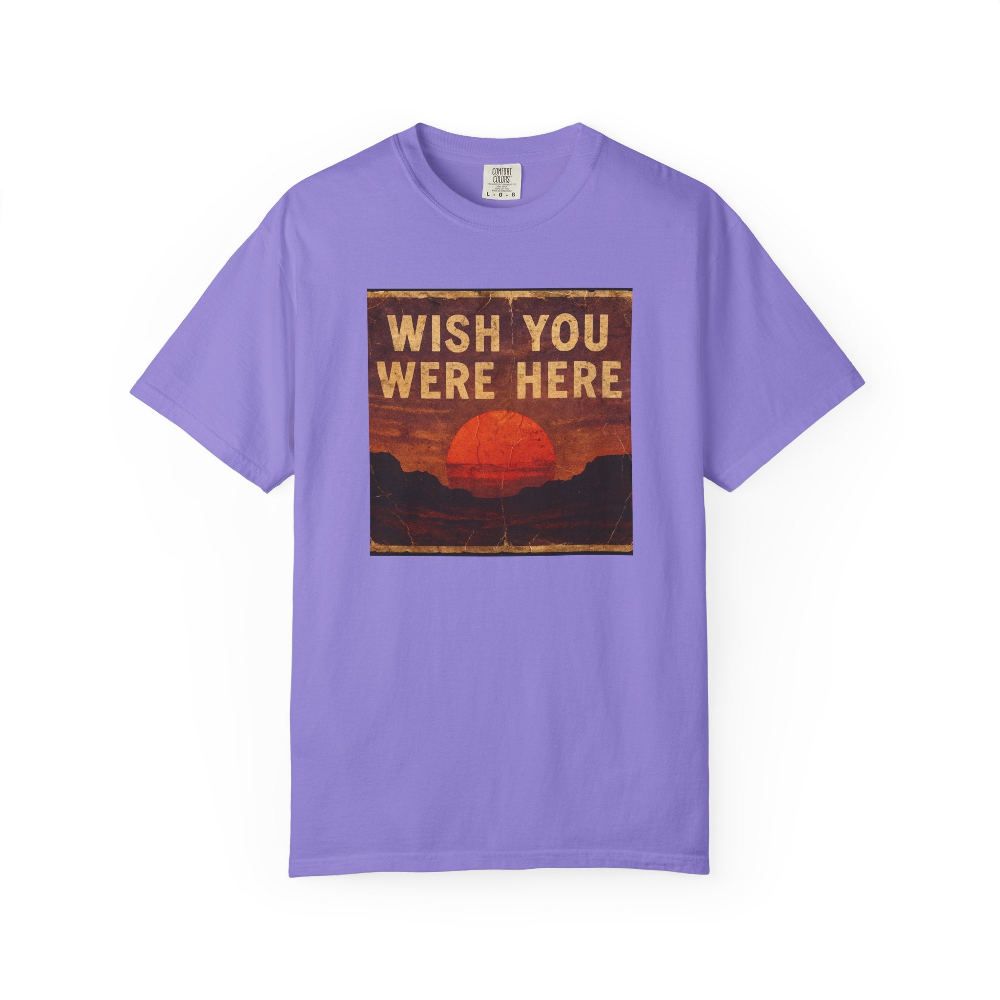 Wish You Were Here Sunset T-shirt | Vintage Sunset Graphic