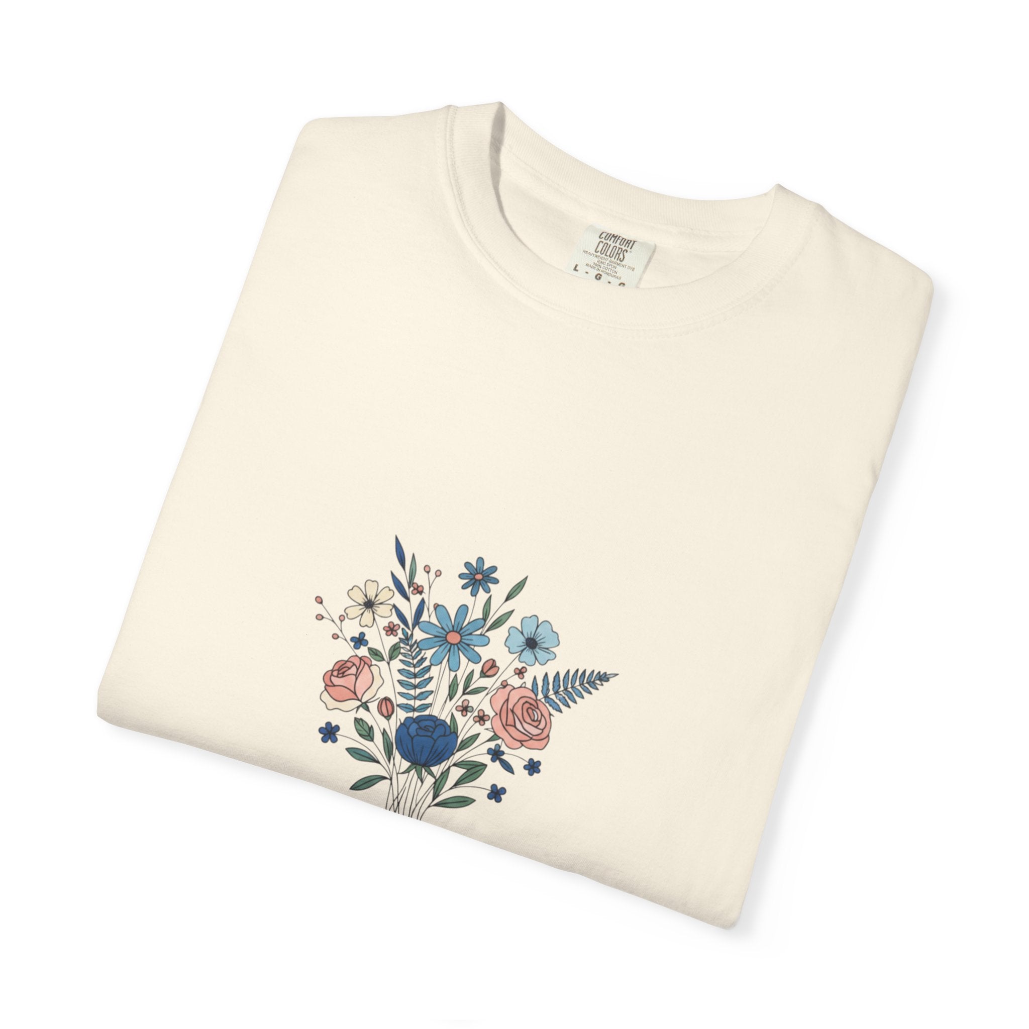 Wildflower Bouquet T-Shirt | Centered Floral Illustration, Daisies & Roses