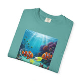Clownfish Reef Scene T-shirt | Underwater Coral Ocean Illustration