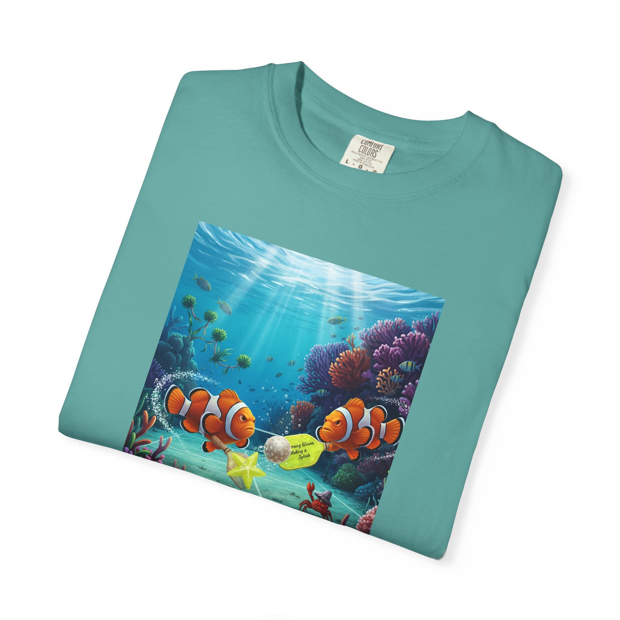 Clownfish Reef Scene T-shirt | Underwater Coral Ocean Illustration