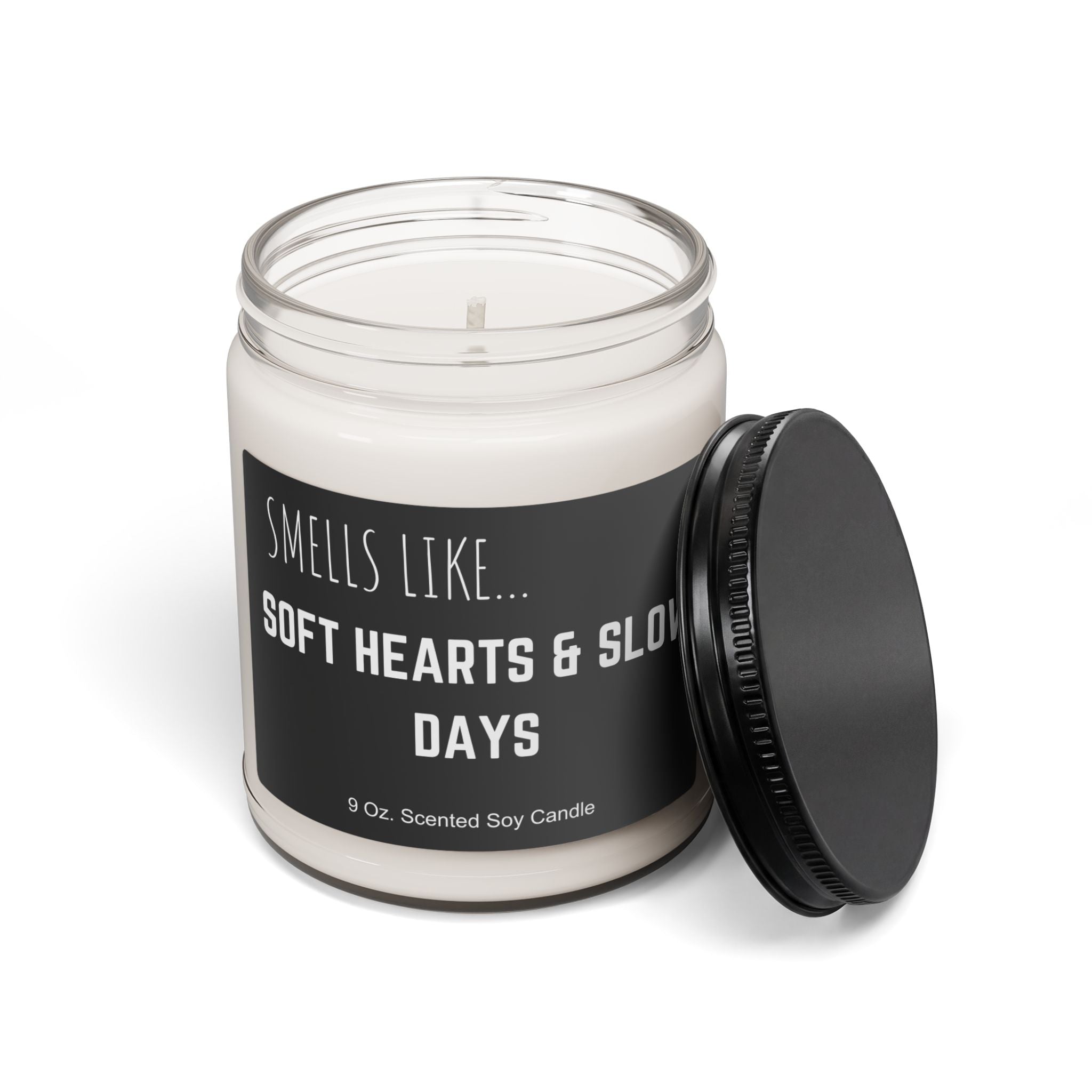 Soft Hearts Slow Days Scented Soy Candle, 9oz Natural Wax (Gift for Partner)