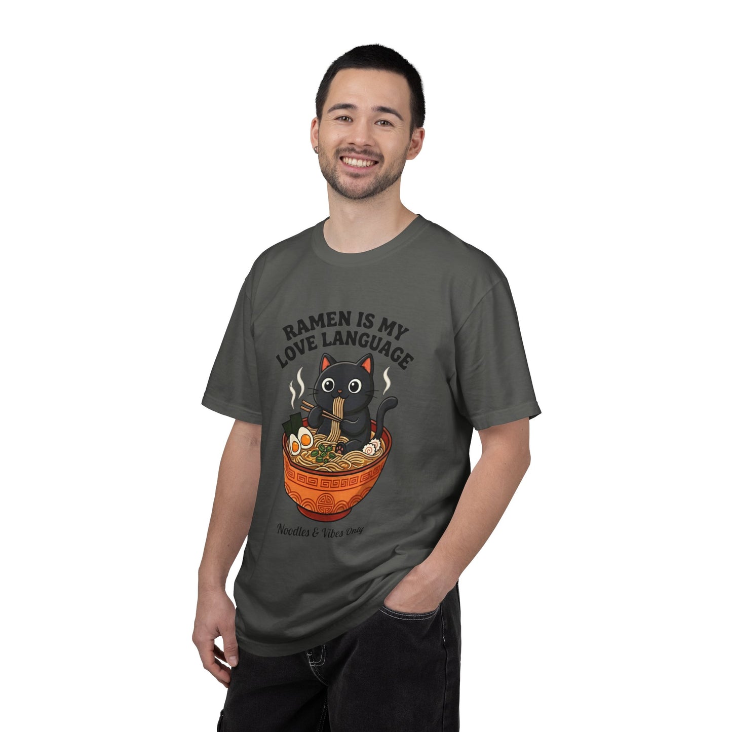Ramen Is My Love Language T-shirt | Cat in Ramen Bowl Noodles Vibes Tee