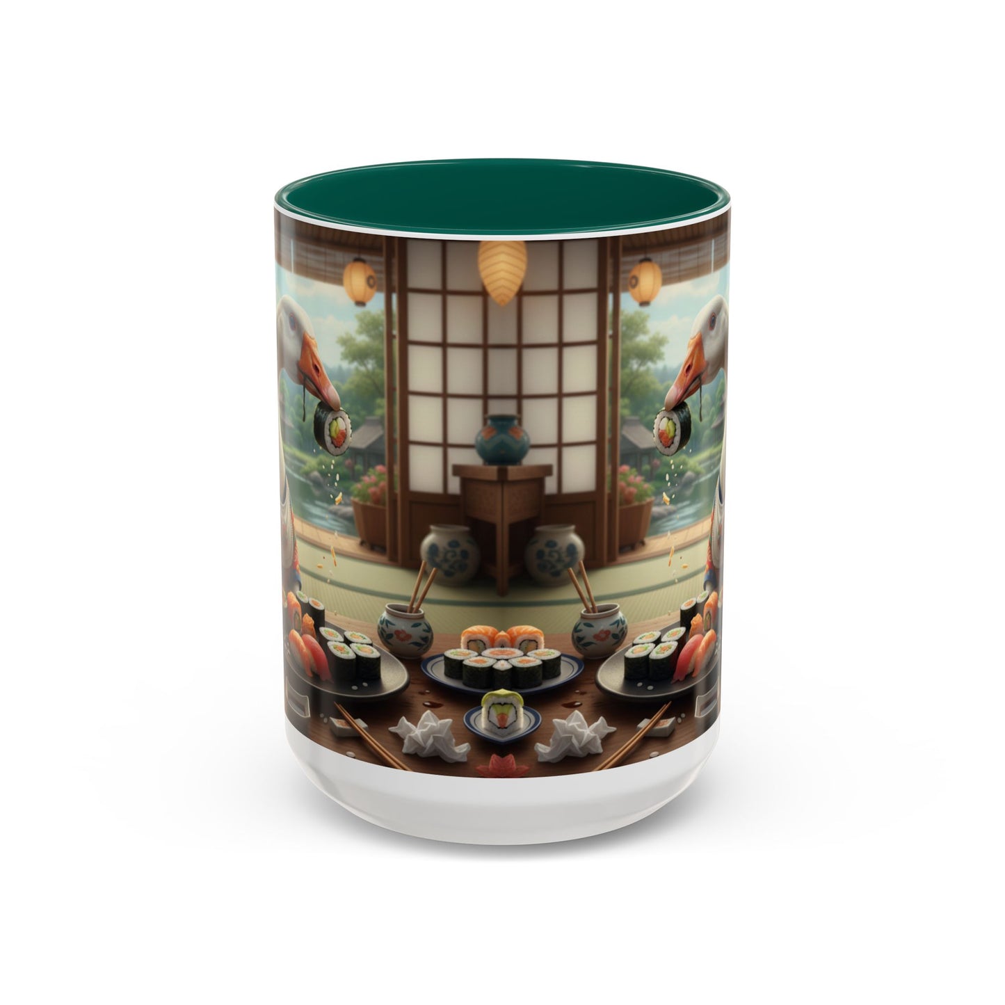 Goose with Sushi Mug | Japanese Tea Room Illustration