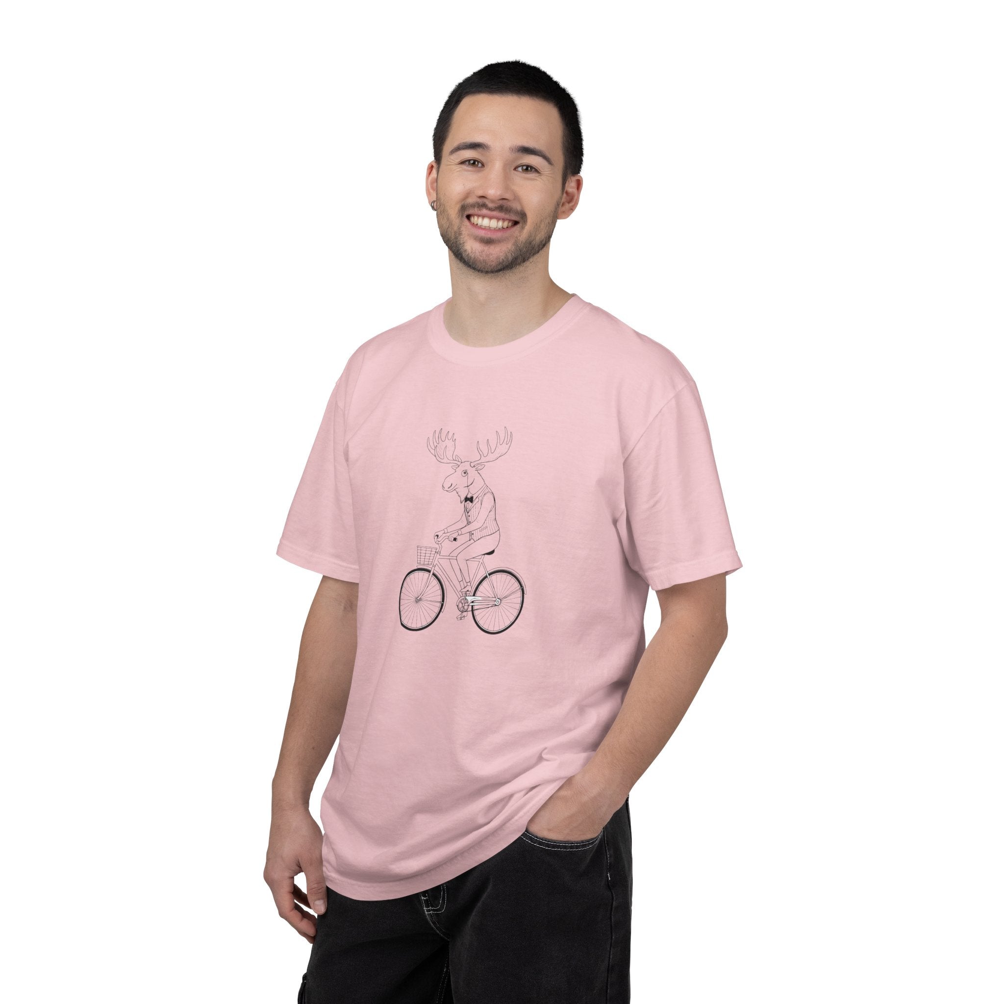 Funny Moose Riding Bike T-shirt | Novelty Animal Cycling Tee