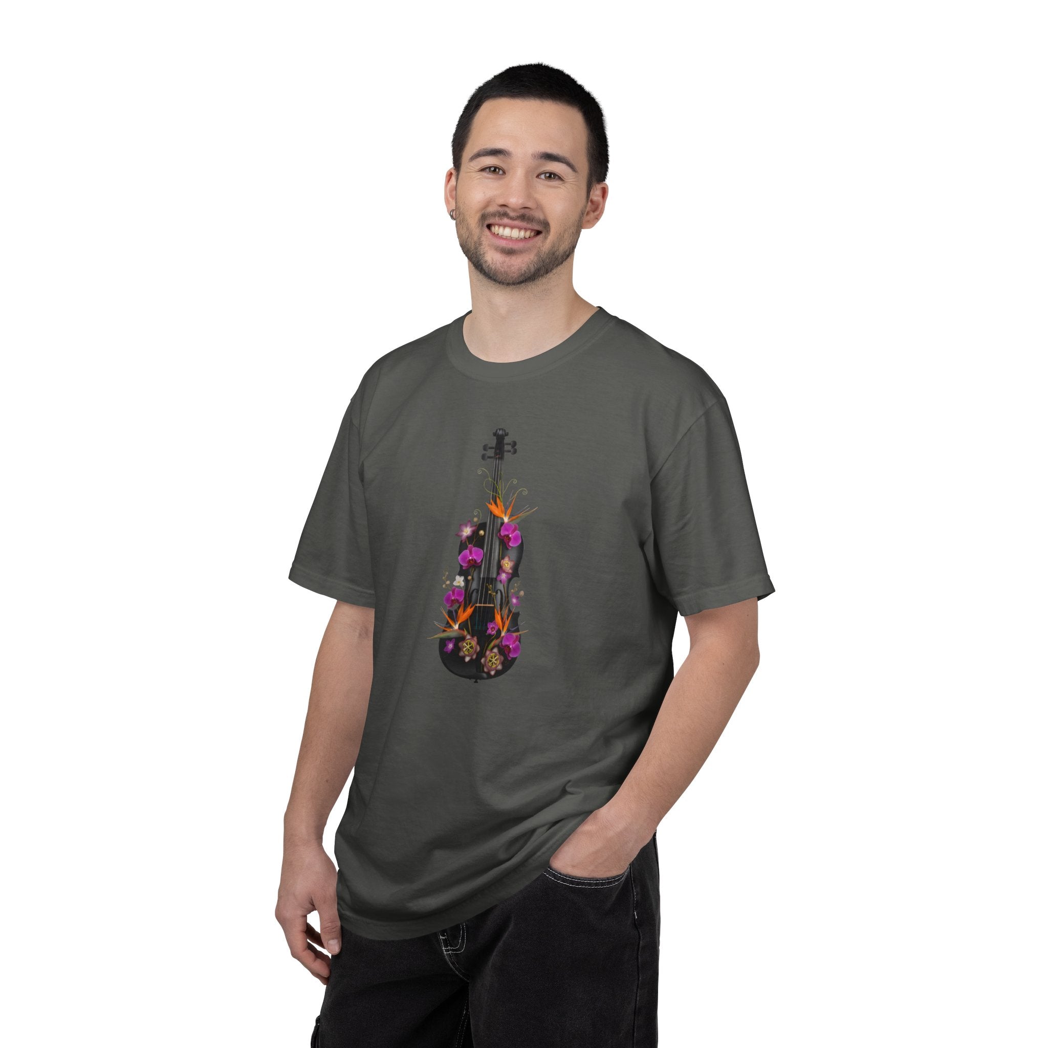 Floral Violin T-shirt | Botanical Music Instrument Tee