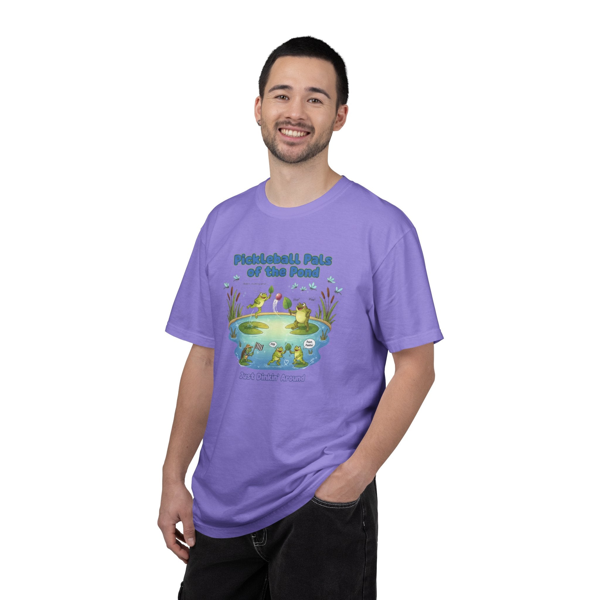 Pickleball Pals of the Pond T-Shirt | Cute Frog Pond Illustration