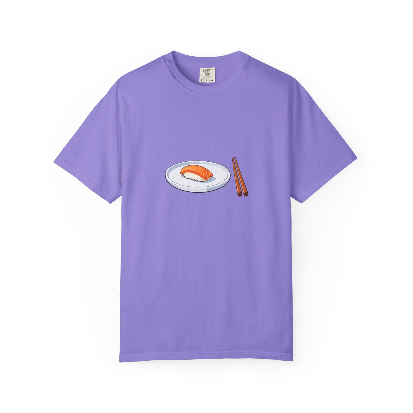 Salmon Nigiri Sushi plate with chopsticks T-shirt | sushi tee