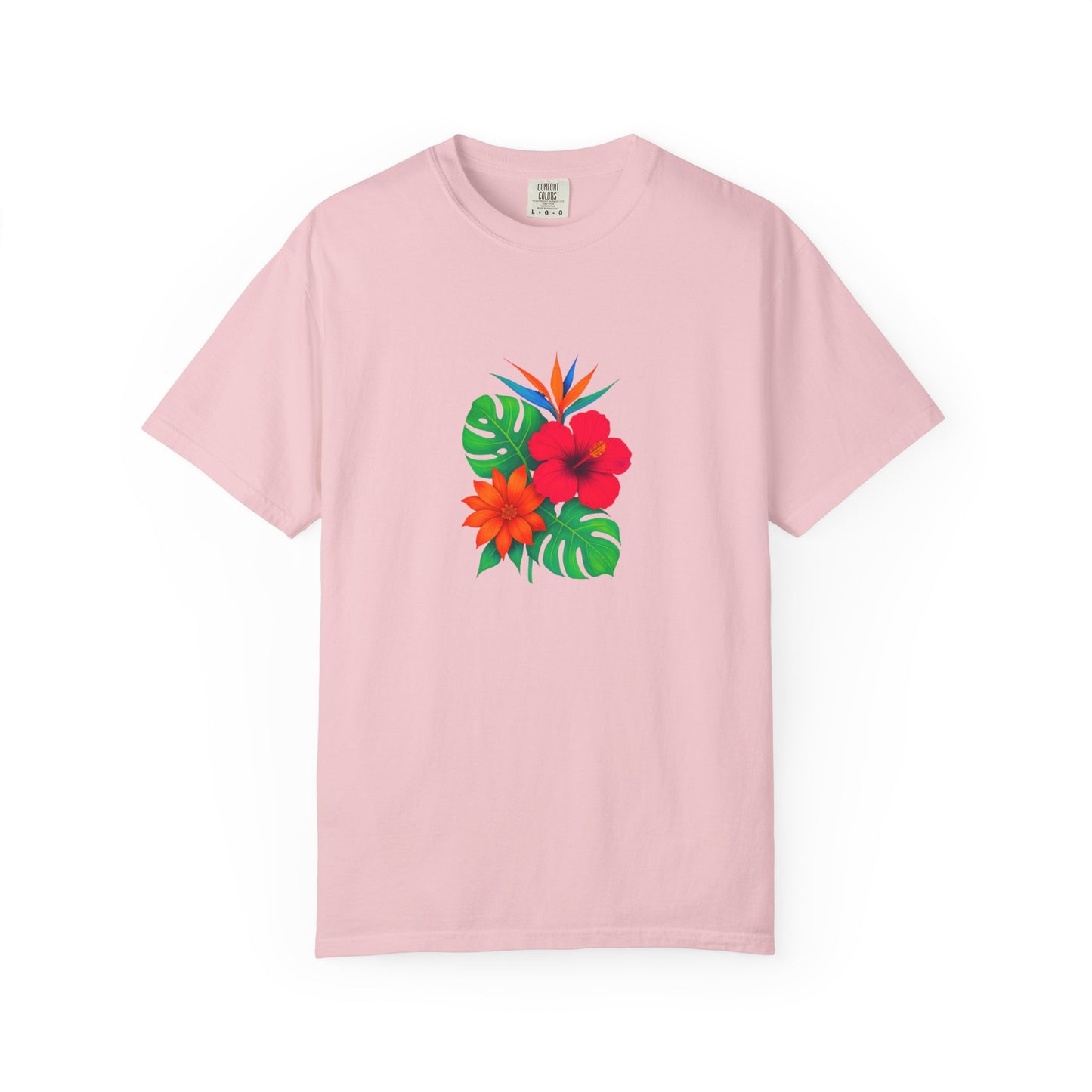 Tropical Hibiscus Floral Tee | Monstera Leaves, Bird of Paradise