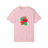Tropical Hibiscus Floral Tee | Monstera Leaves, Bird of Paradise