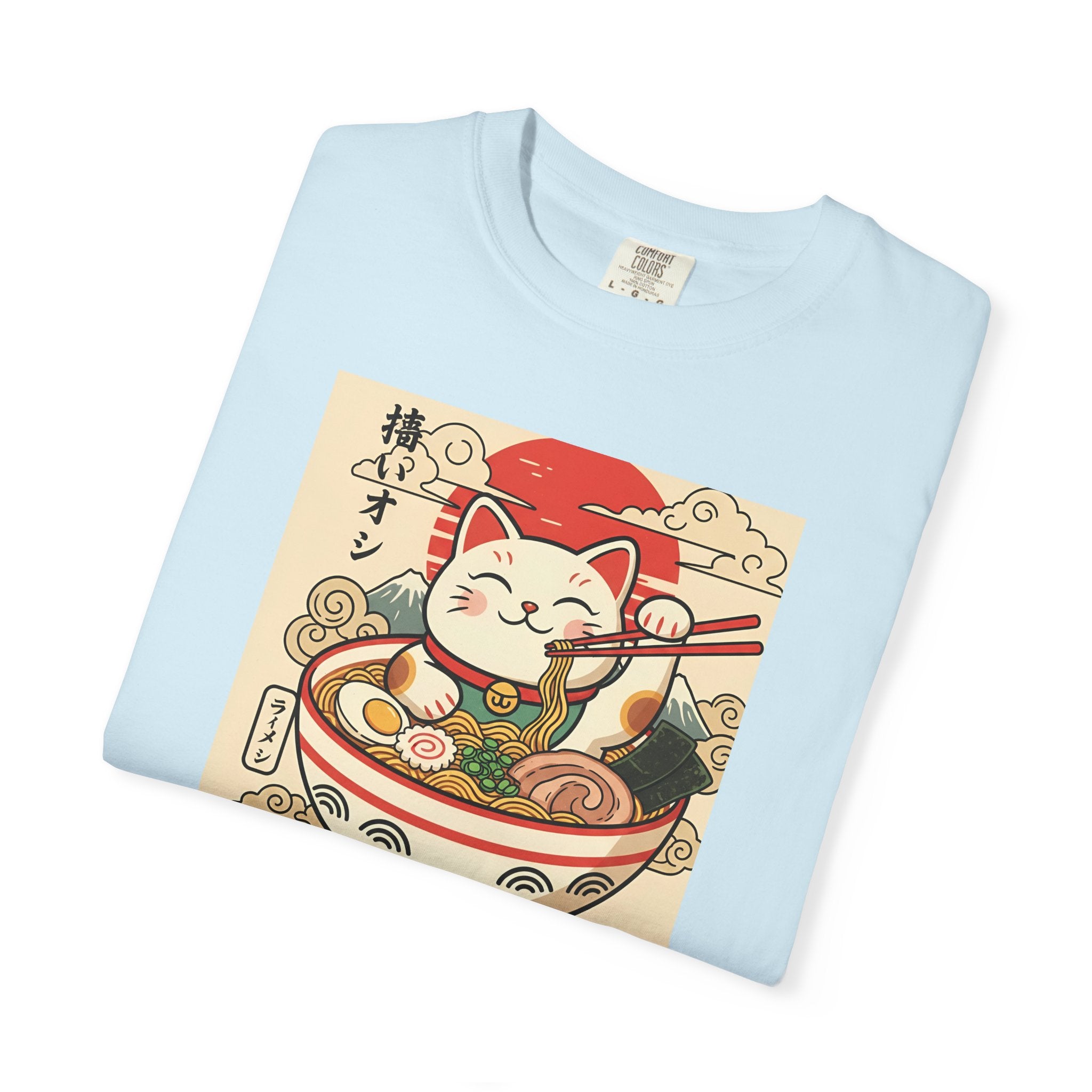 Maneki Neko Ramen Cat T-shirt | Lucky Cat Bowl Graphic Japanese Style