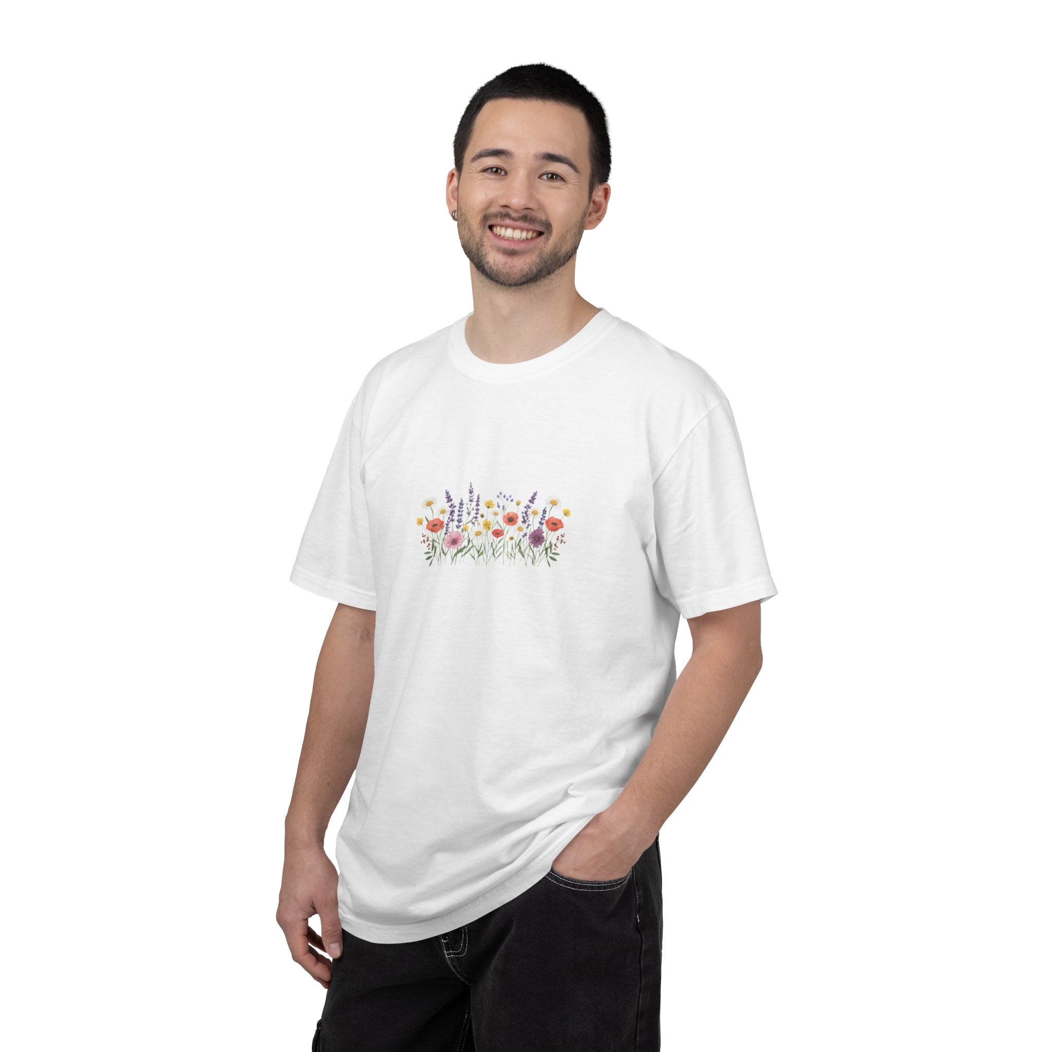 Wildflower Meadow watercolor floral design T-shirt | botanical garden tee