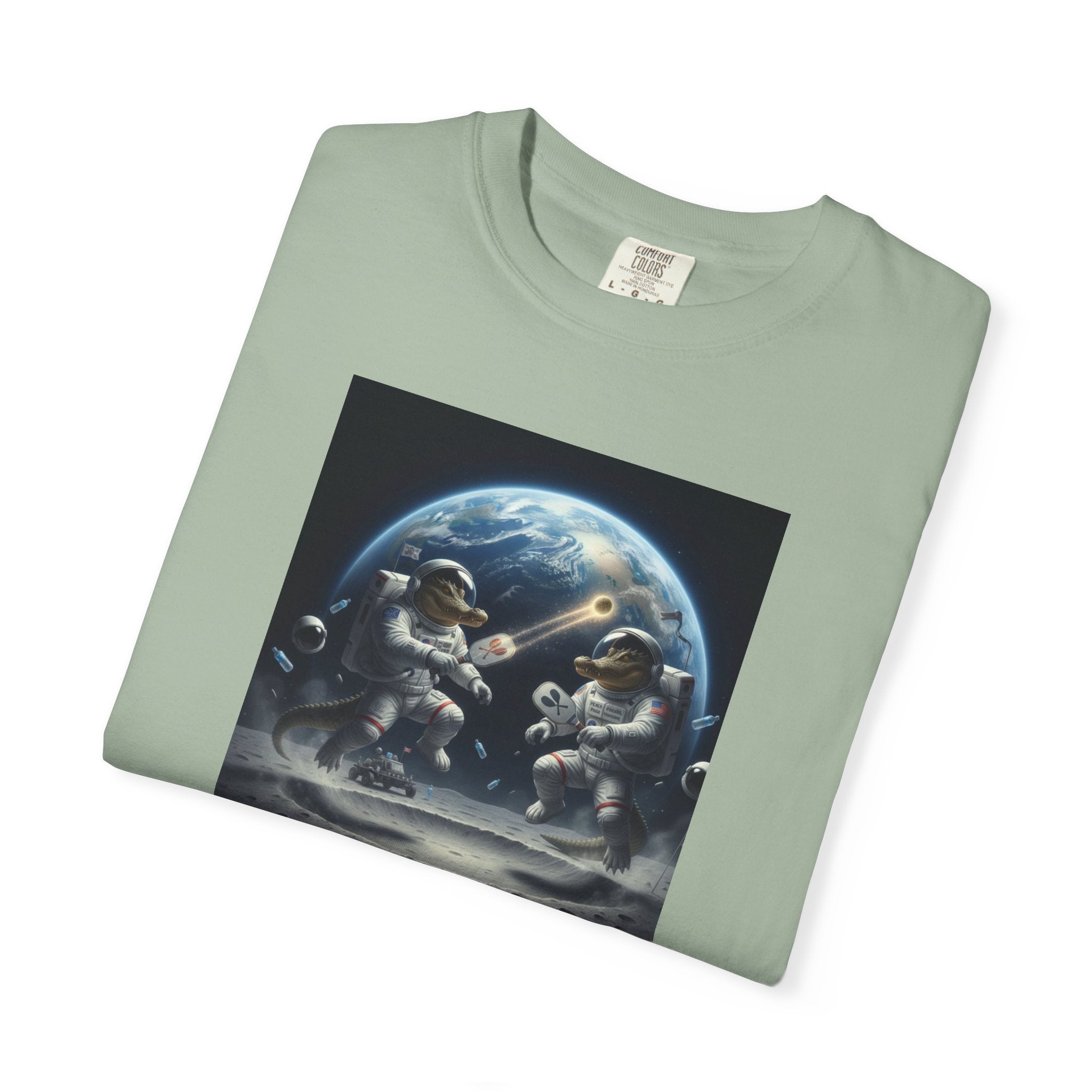 Gator Lunar Pickleball  T-shirt | Earth Background, Spacewalk Illustration