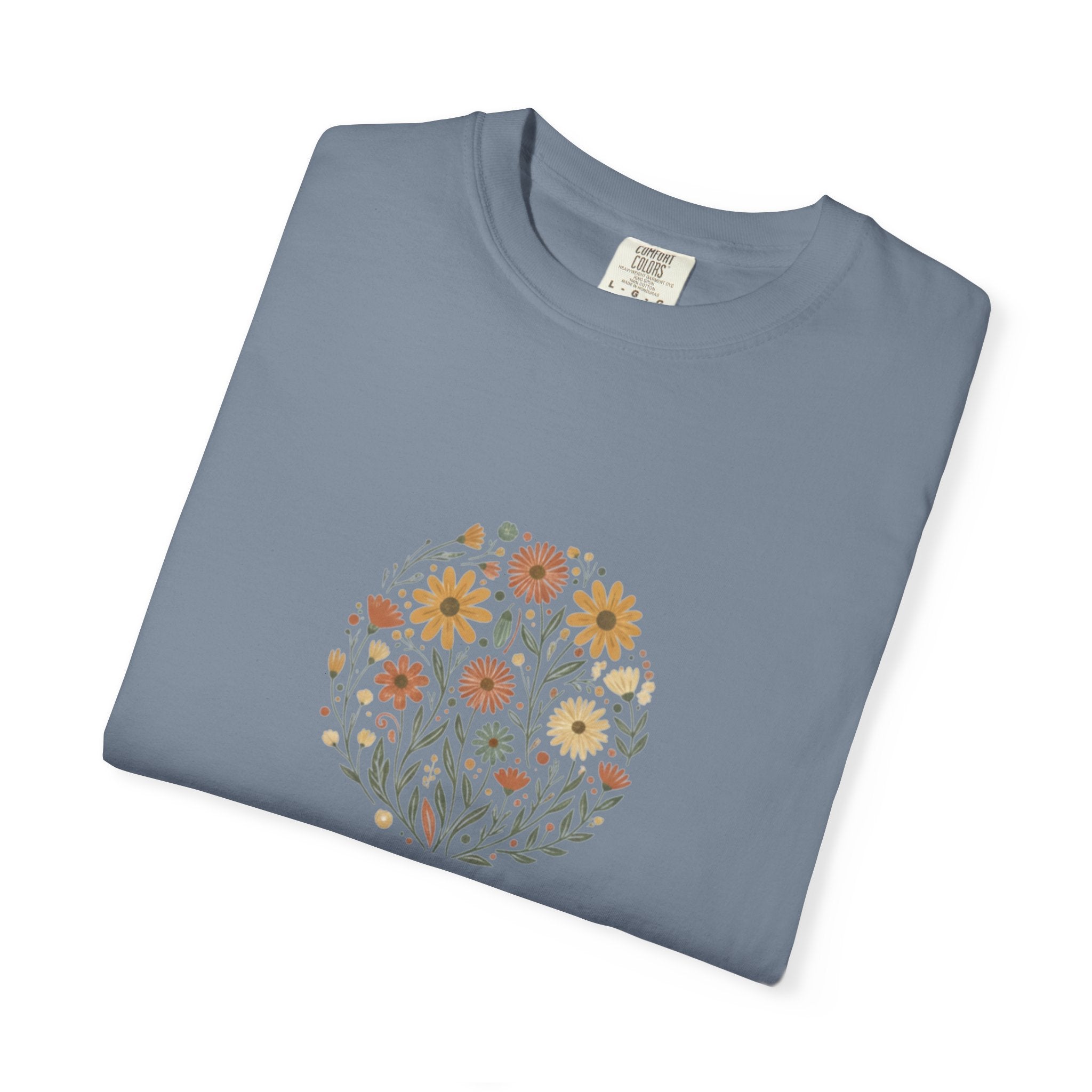 Autumn Wildflower Bouquet T-Shirt | Floral Circle Illustration