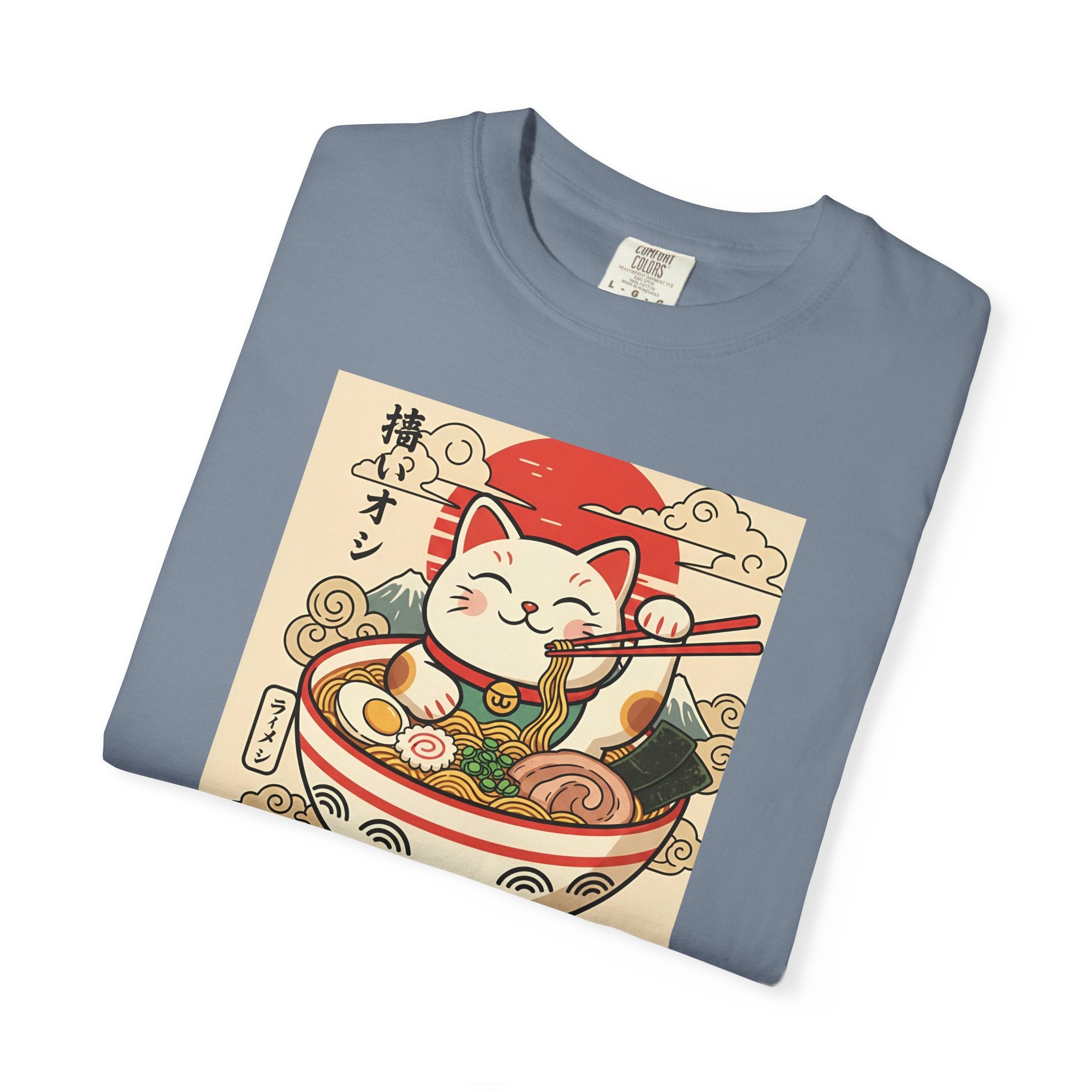 Maneki Neko Ramen Cat T-shirt | Lucky Cat Bowl Graphic Japanese Style