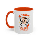 Morning Coffee Mug | Retro Cartoon Coffee Cup, Colorful Ceramic