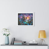 Ethereal Celestial Castle Fantasy Art Print | Dreamy Whimsical Landscape Poster | Vibrant Magical Realm Wall Decor