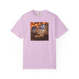 Whiskers and the Wondrous Noodles Cat Bar Ramen Scene T-shirt | Cozy Pub Cat Illustration