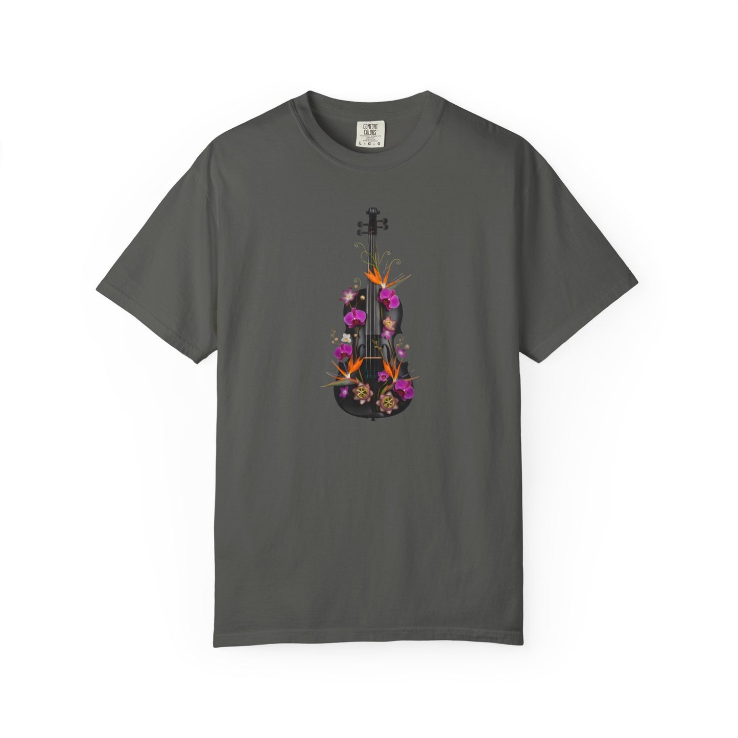 Floral Violin T-shirt | Botanical Music Instrument Tee