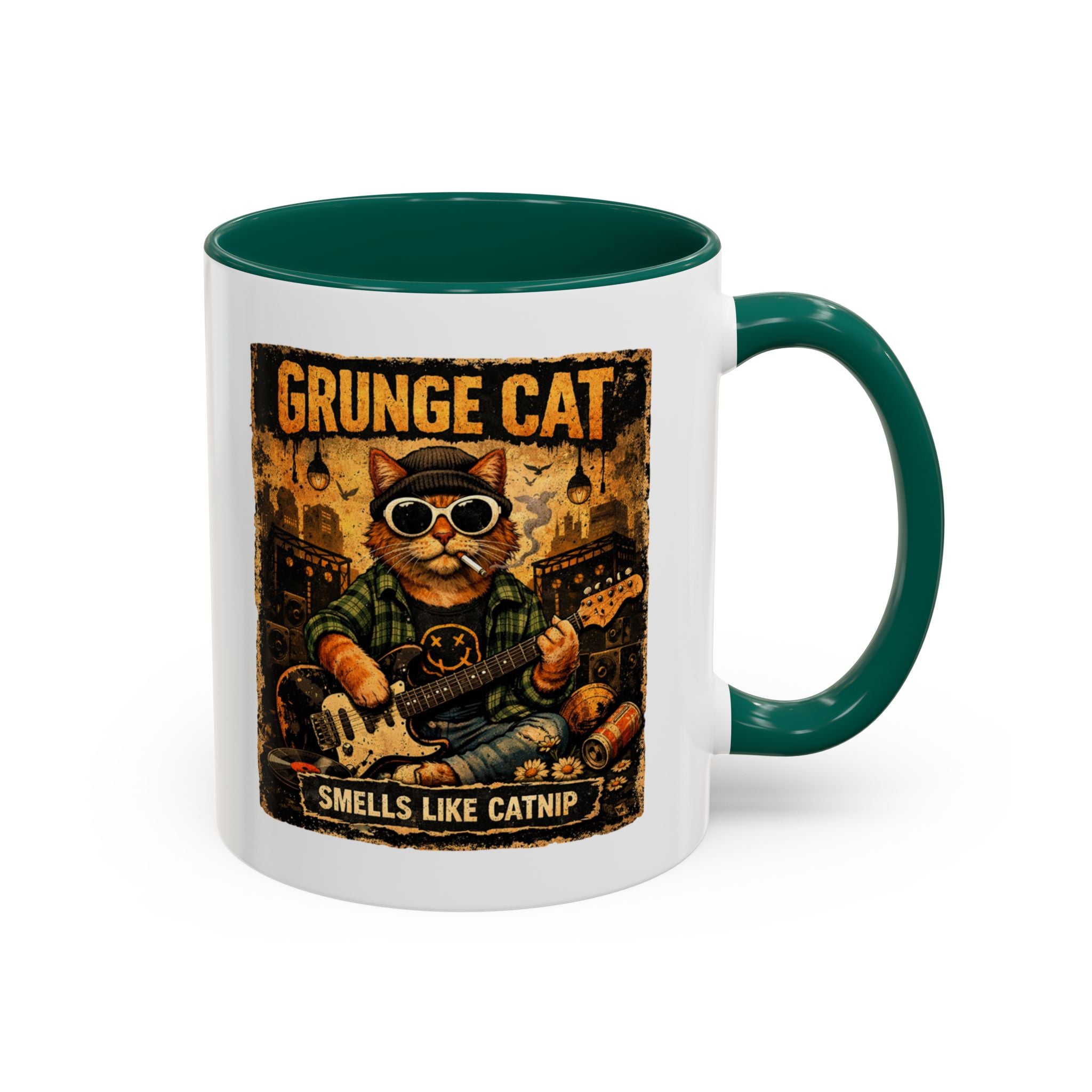 Grunge Cat Smells Like Catnip Mug | Ceramic Coffee Cup
