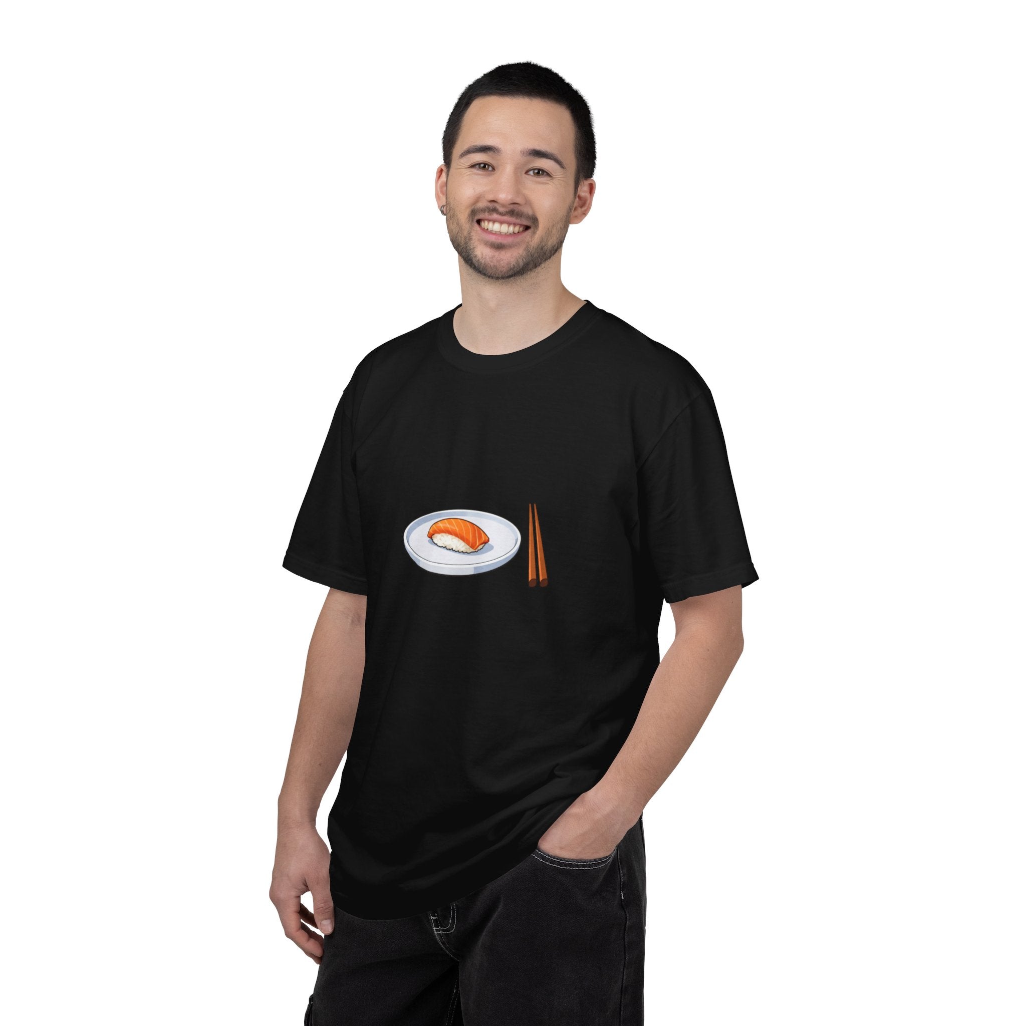 Salmon Nigiri Sushi plate with chopsticks T-shirt | sushi tee