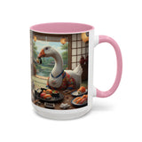 Goose with Sushi Mug | Japanese Tea Room Illustration
