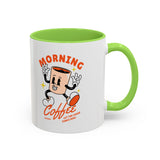 Morning Coffee Mug | Retro Cartoon Coffee Cup, Colorful Ceramic