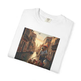 Capybara Venice Gondola Sunset T-shirt | Scenic Canal Travel Art