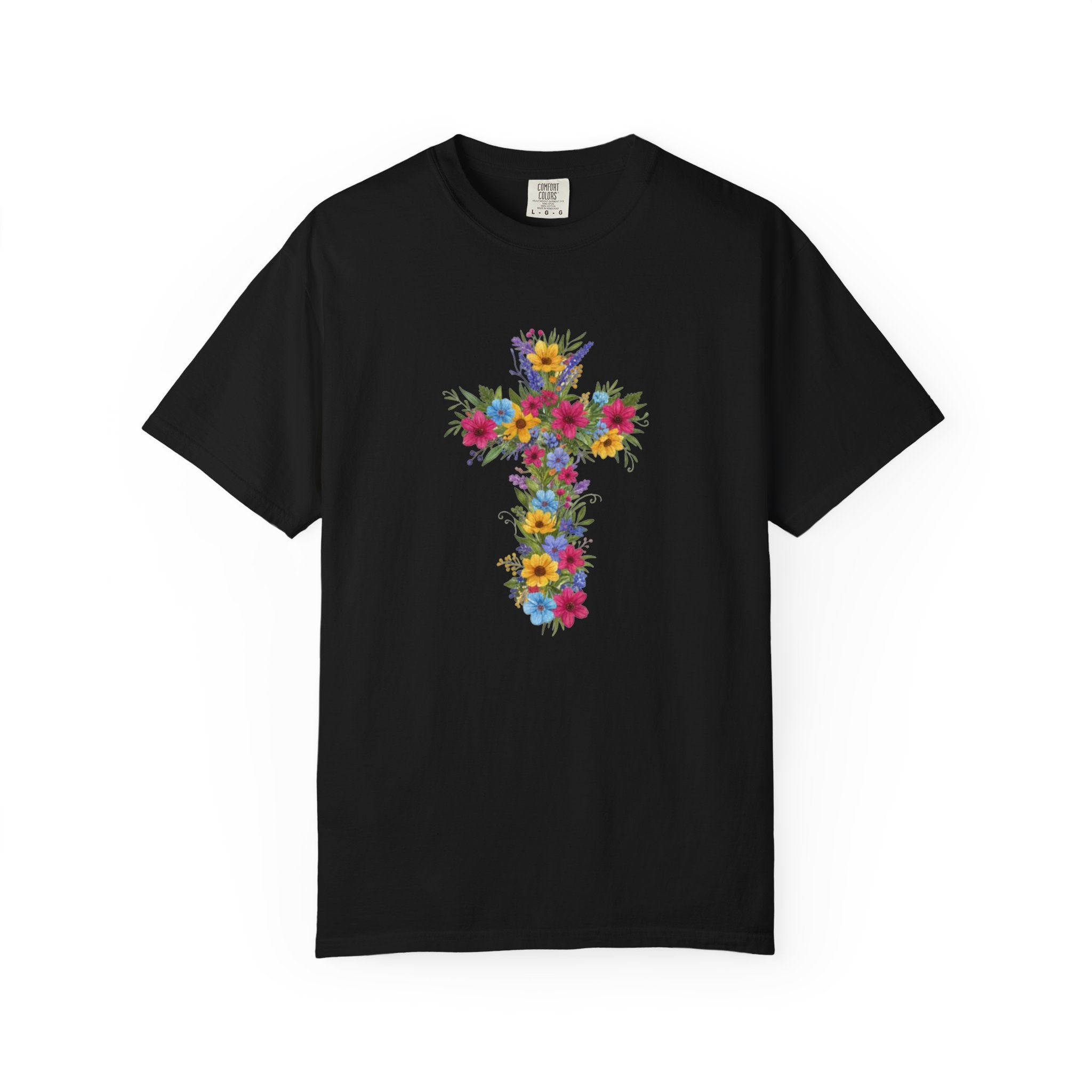 Floral Cross T-shirt | Colorful Flower Cross Tee, Christian Faith Shirt