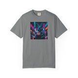 Neon Cyberpunk Capybara Cityscape T-Shirt | Futuristic Night Street Art