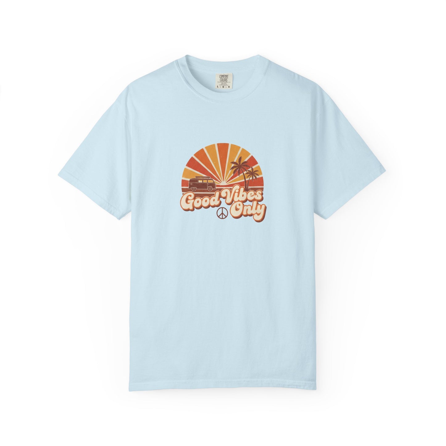 Good Vibes Only T-shirt | Retro Sunset Palm Peace Sign