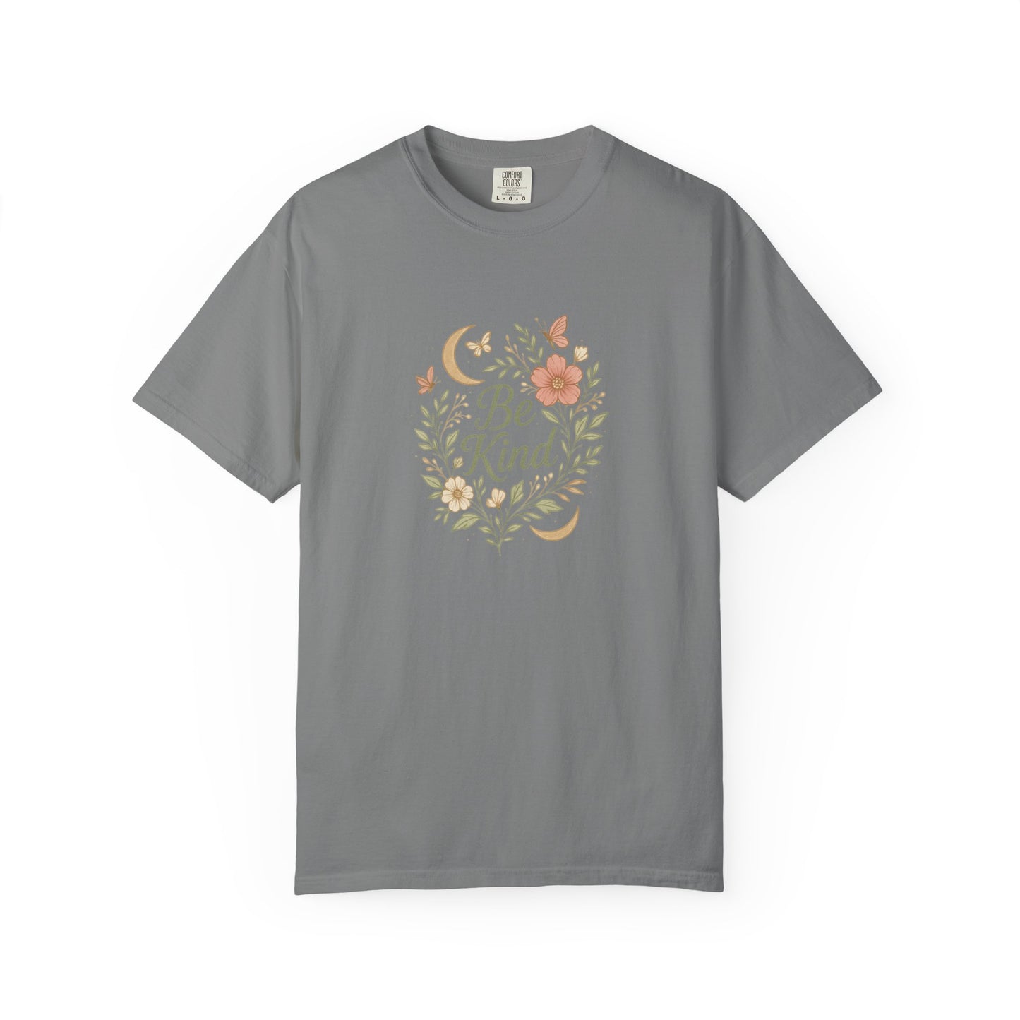 Be Kind Floral Wreath T-Shirt | Positive Quote, Boho Botanical Design