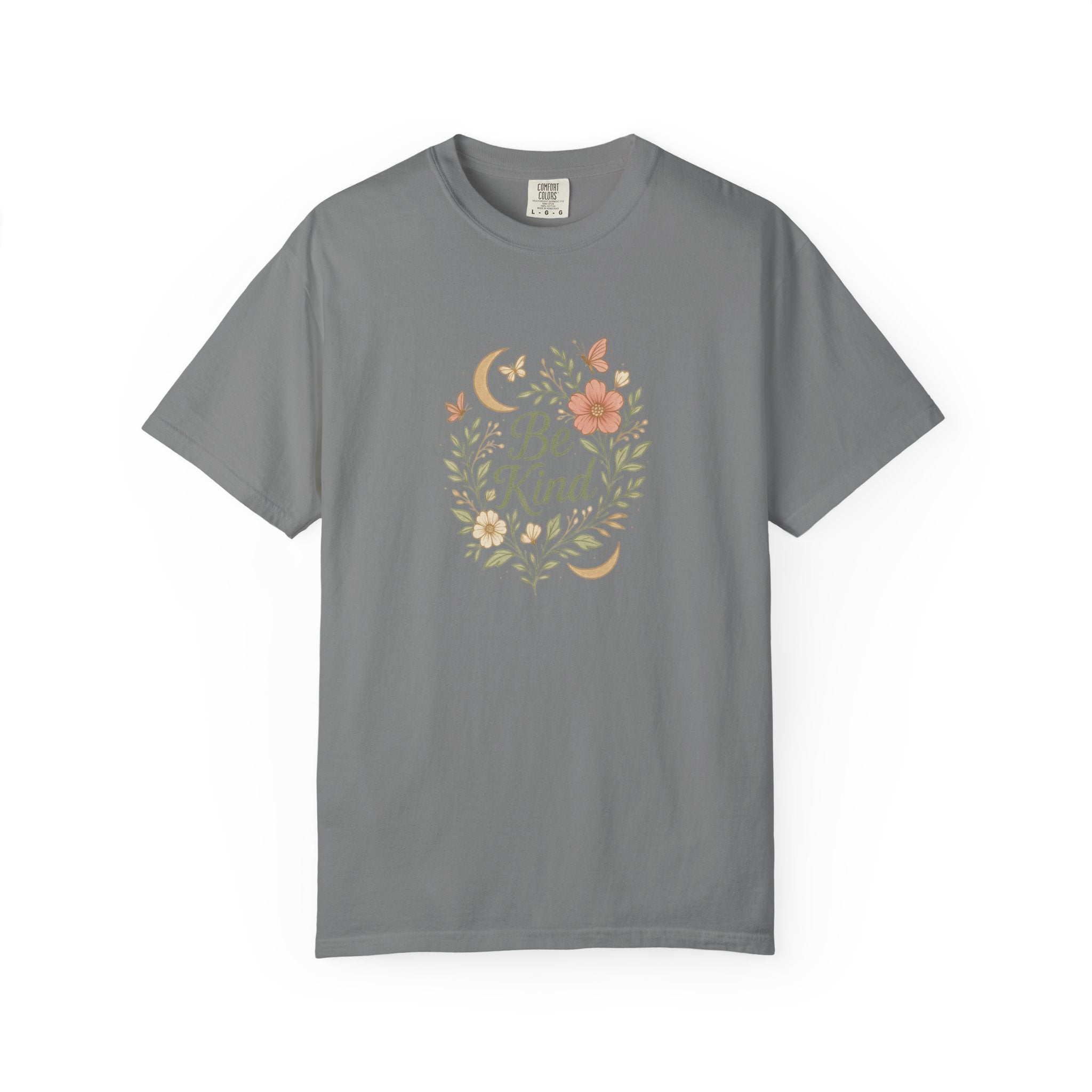 Be Kind Floral Wreath T-Shirt | Positive Quote, Boho Botanical Design