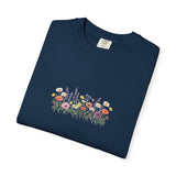 Wildflower Meadow watercolor floral design T-shirt | botanical garden tee