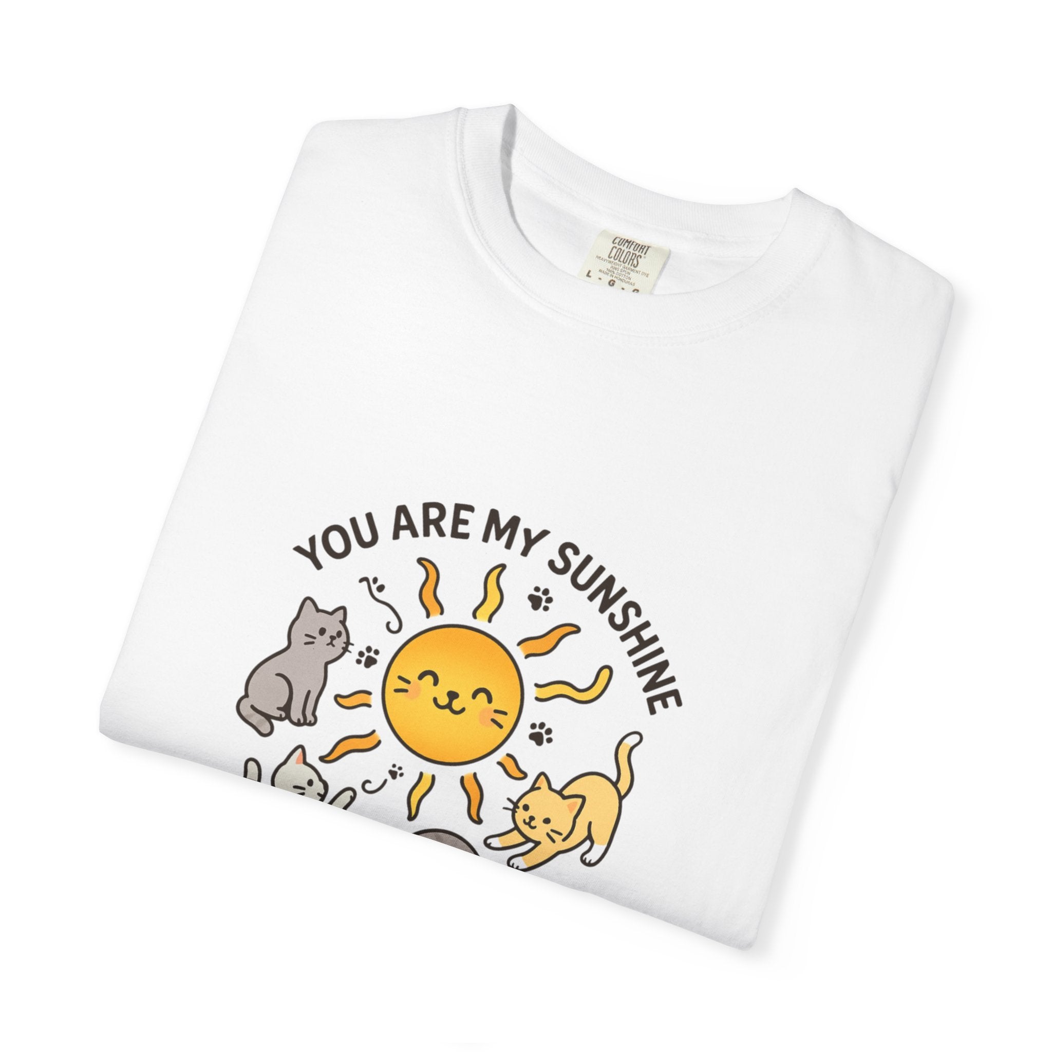 You Are My Sunshine Cat Illustration T-shirt | Cute Sun and Kittens
