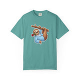 Sloth with Rose on Branch T-shirt | Cute Relaxed Animal Tee