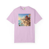 Lifeguard Capybara on Beach T-shirt | Surf Rescue Sunset Scene