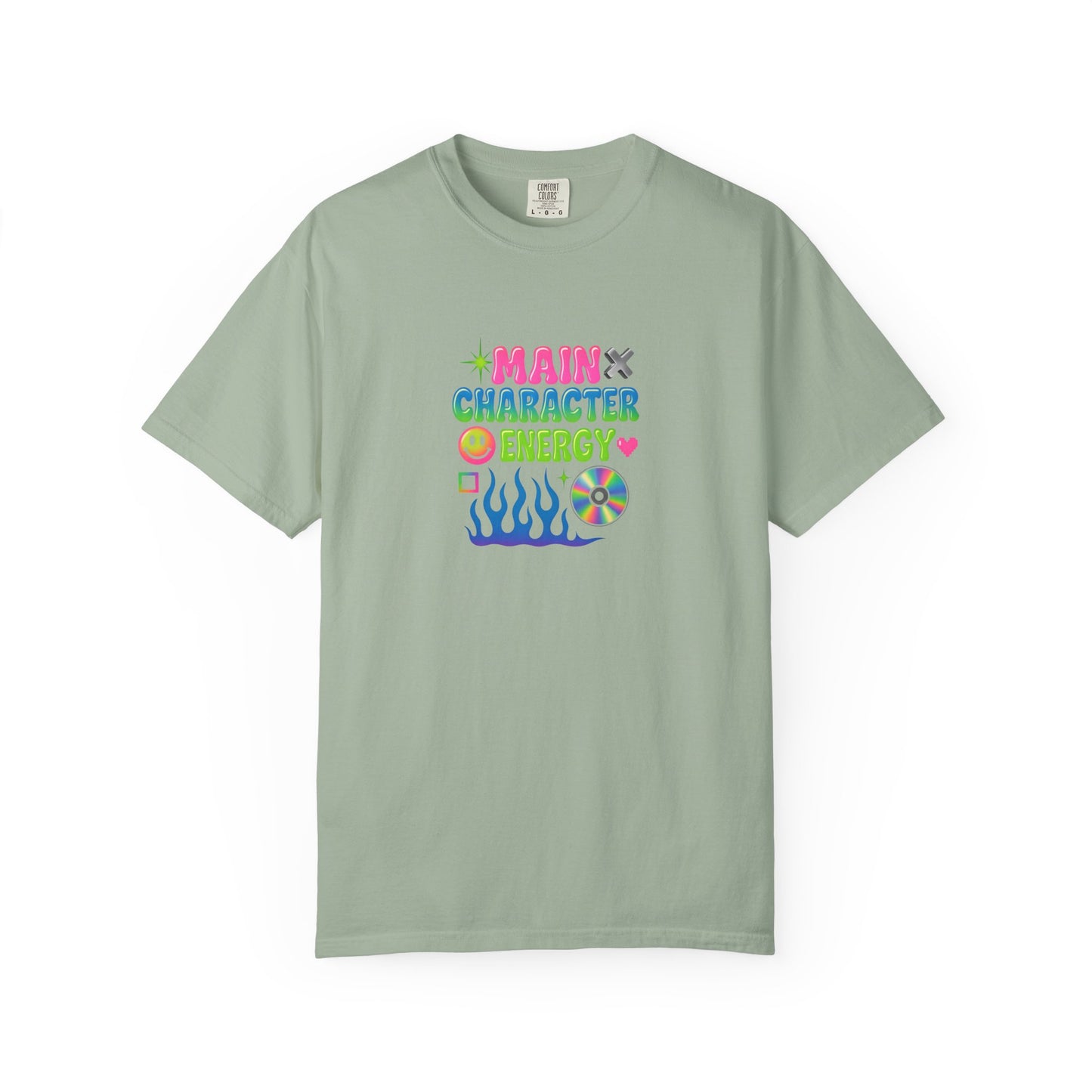 Main Character Energy T-shirt | Colorful Flame, Smiley Icons