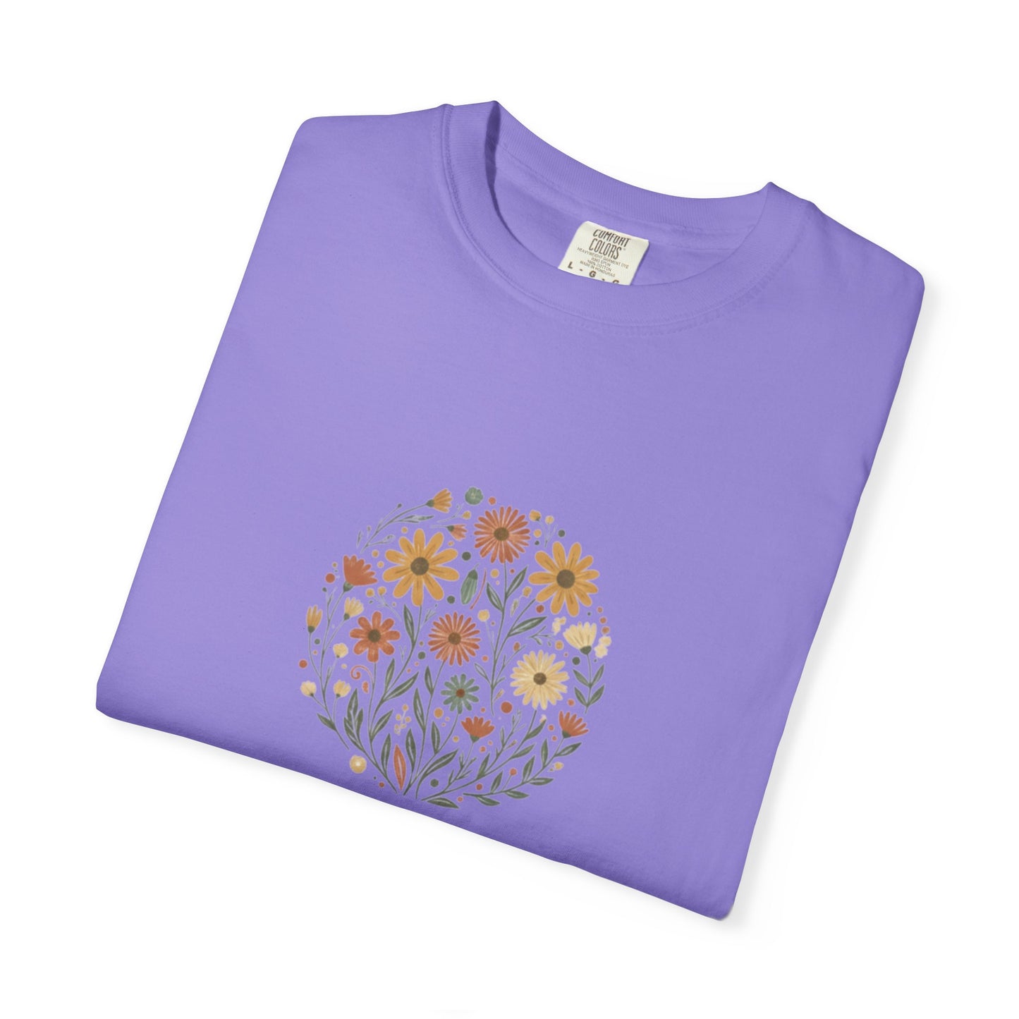 Autumn Wildflower Bouquet T-Shirt | Floral Circle Illustration